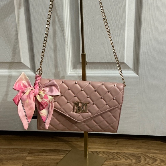 Badgley Mischka Handbags - Badgley Mischka Pink Crossbody Bag with Diamond Quilting & Round Studs. NWTs